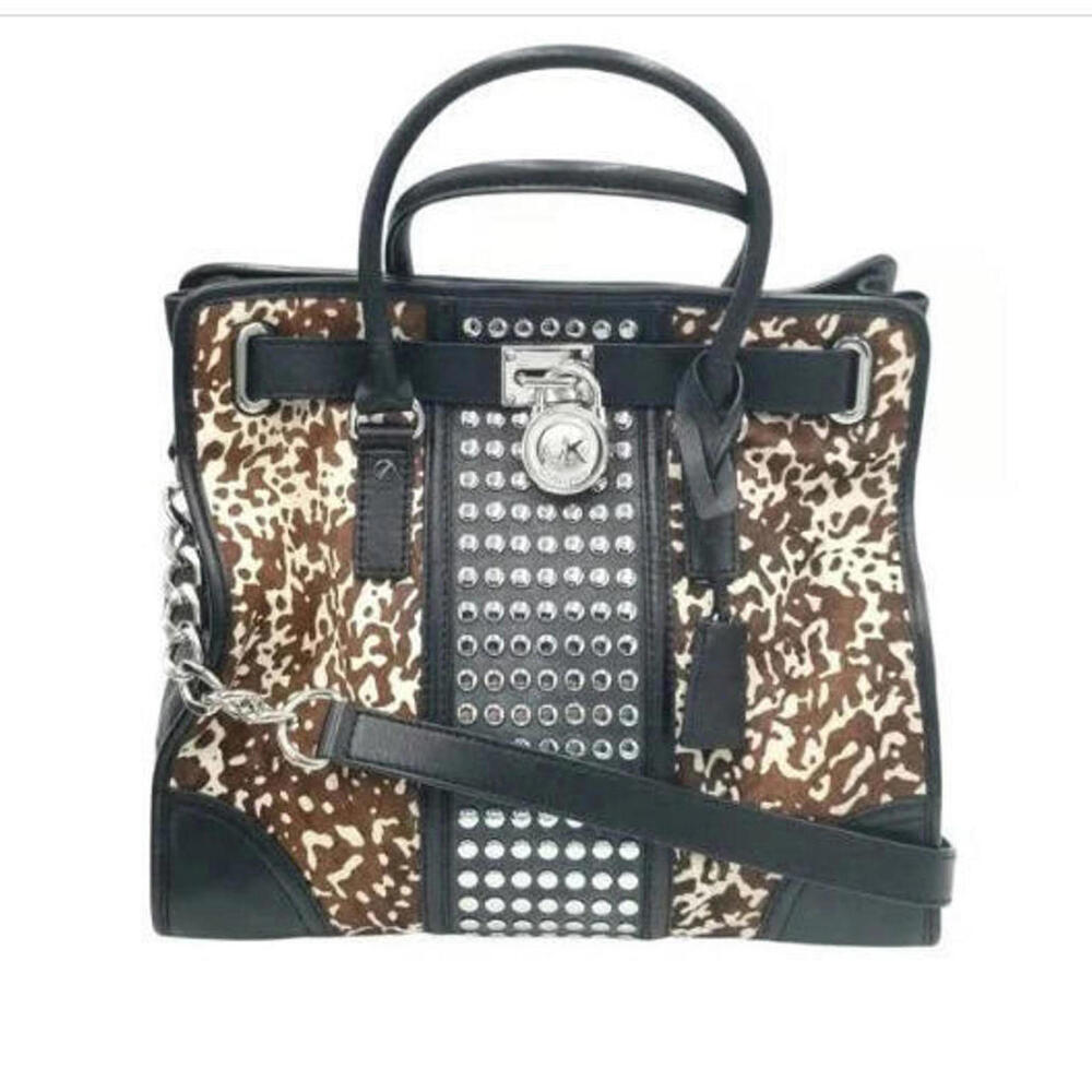 MICHAEL KORS Black Leather East West Hamilton Satchel RARE - Picture 2 of 9